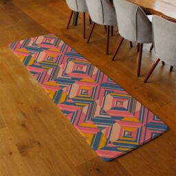 Benjamin Tate Design Striped Bright Geometric Pattern Runner Rug in Natural - Size: 67 cm x 230 cm - thumbnail 2