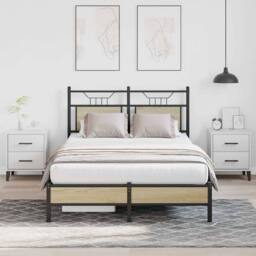 Berkfield Home Bed Frame Frame Sonoma Oak 120x190 cm Small Double Wood in Brown - thumbnail 2