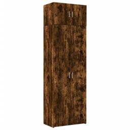 Berkfield Home Storage Cabinet Smoked Oak 70x42.5x225 cm Engineered Wood in Brown - thumbnail 2