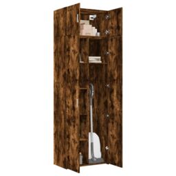 Berkfield Home Storage Cabinet Smoked Oak 70x42.5x225 cm Engineered Wood in Brown - thumbnail 3