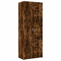 Berkfield Home Storage Cabinet Smoked Oak 70x42.5x225 cm Engineered Wood in Brown - thumbnail 6
