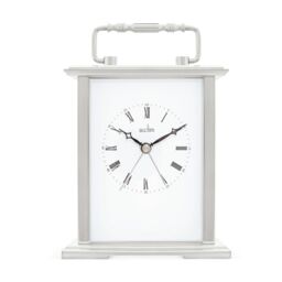 Acctim Gainsborough Mantel Clock Quartz Polished Metal Carriage Clock Energy Efficient Movement in Silver - thumbnail 1