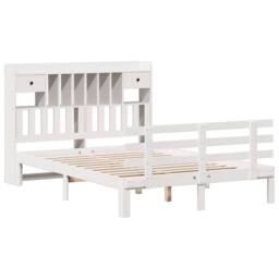 Berkfield Home Bookcase Bed without Mattress White 150x200 cm King Solid Wood Pine - thumbnail 3