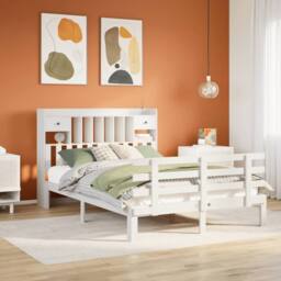 Berkfield Home Bookcase Bed without Mattress White 150x200 cm King Solid Wood Pine - thumbnail 1