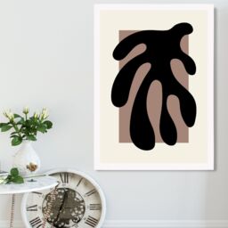 ARTZE Matisse Floral Cutout Cream & Brown Framed Print SIZE: A3 with White Frame - Size: A2 - thumbnail 2