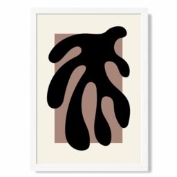 ARTZE Matisse Floral Cutout Cream & Brown Framed Print SIZE: A3 with White Frame - Size: A2 - thumbnail 1