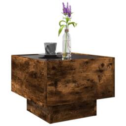 Berkfield Home Side Table with LED Smoked Oak 40x40x30 cm Engineered Wood in Brown - Size: 40 x 40 x 30 cm - thumbnail 5