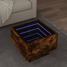 Berkfield Home Side Table with LED Smoked Oak 40x40x30 cm Engineered Wood in Brown - Size: 40 x 40 x 30 cm - thumbnail 2