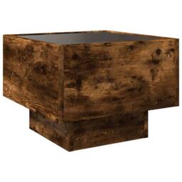 Berkfield Home Side Table with LED Smoked Oak 40x40x30 cm Engineered Wood in Brown - Size: 40 x 40 x 30 cm - thumbnail 8