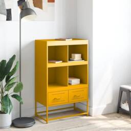Berkfield Home Highboard Mustard Yellow 68.5x39x111.5 cm Steel - thumbnail 3
