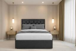 "Nexus Mattresses Ltd Tuscany Plush Divan Bed Base No Drawers - 54"" Headboard in Black - Size: Small Single" - thumbnail 3