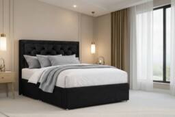 "Nexus Mattresses Ltd Tuscany Plush Divan Bed Base No Drawers - 54"" Headboard in Black - Size: Small Single" - thumbnail 2