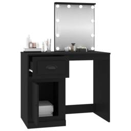 Berkfield Home Dressing Table with LED Black 90x50x132.5 cm Engineered Wood - thumbnail 5