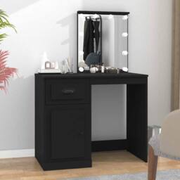 Berkfield Home Dressing Table with LED Black 90x50x132.5 cm Engineered Wood - thumbnail 2