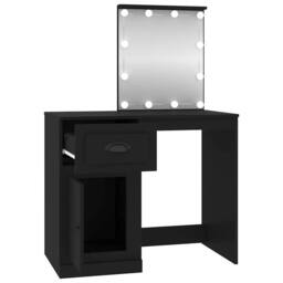 Berkfield Home Dressing Table with LED Black 90x50x132.5 cm Engineered Wood - thumbnail 7