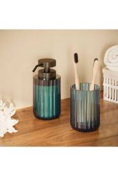 Cosmic Toothbrush Holder Tumbler, Glass, 8cm, Bluish Green, Lido Collection in Teal - thumbnail 5