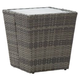 Berkfield Home Tea Table Grey 41.5x41.5x43 cm Poly Rattan & Tempered Glass - thumbnail 1
