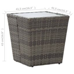 Berkfield Home Tea Table Grey 41.5x41.5x43 cm Poly Rattan & Tempered Glass - thumbnail 6