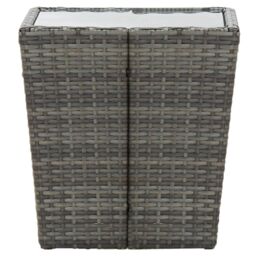 Berkfield Home Tea Table Grey 41.5x41.5x43 cm Poly Rattan & Tempered Glass - thumbnail 3