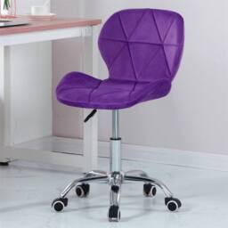 Nordara Purple Cushioned Velvet Office Chair Chrome Legs Swivel Lift - thumbnail 4