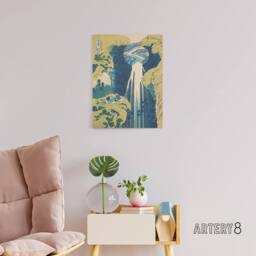 "Artery8 Hokusai Amida Waterfall Japanese Canvas Wall Art Print - Size: W24"" x H32""" - thumbnail 3
