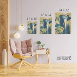 "Artery8 Hokusai Amida Waterfall Japanese Canvas Wall Art Print - Size: W24"" x H32""" - thumbnail 4