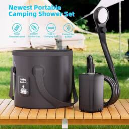 Havendro Portable Camping Shower 6000mAh Rechargeable Shower Pump in Black - thumbnail 2