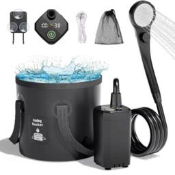 Havendro Portable Camping Shower 6000mAh Rechargeable Shower Pump in Black - thumbnail 1