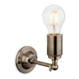 Netlighting Indy 1 Light Indoor Candle Wall Light Antique Brass E27 in Gold