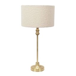 ValueLights Maggie Gold Candlestick Table Lamp with Cream Boucle Drum Shade & LED Bulb - thumbnail 2
