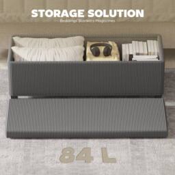Wyld Haus Bami Rimi Large Grey Corduroy Rectangular Storage Ottoman - thumbnail 7