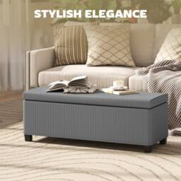 Wyld Haus Bami Rimi Large Grey Corduroy Rectangular Storage Ottoman - thumbnail 5