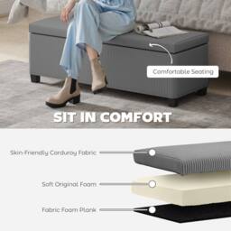 Wyld Haus Bami Rimi Large Grey Corduroy Rectangular Storage Ottoman - thumbnail 6