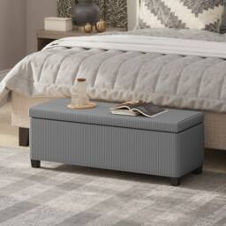 Wyld Haus Bami Rimi Large Grey Corduroy Rectangular Storage Ottoman - thumbnail 3