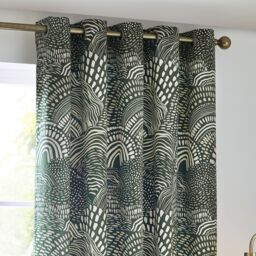 HOEM Nola Abstract Geometric Room Darkening Eyelet Curtains in Olive - Size: 117 cm width x 137 cm drop - thumbnail 3