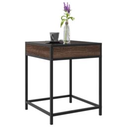 Berkfield Home Coffee Table with Infinity LED Brown Oak 40x40x51 cm - Size: 40 x 40 x 51 cm - thumbnail 5