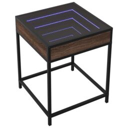Berkfield Home Coffee Table with Infinity LED Brown Oak 40x40x51 cm - Size: 40 x 40 x 51 cm - thumbnail 3