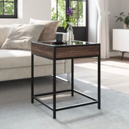 Berkfield Home Coffee Table with Infinity LED Brown Oak 40x40x51 cm - Size: 40 x 40 x 51 cm - thumbnail 4