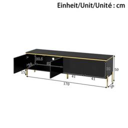 BTM High Gloss TV Stand 4 Doors Living Room Storage Cabinet Modern in Black - thumbnail 9