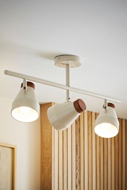 ValueLights Parker Gloss & Walnut Dome Lamp 3 Way Bar Ceiling Light with Bulbs in Cream - image 1