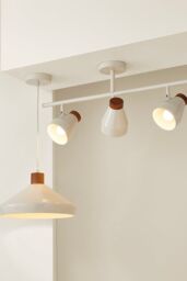 ValueLights Parker Gloss & Walnut Dome Lamp 3 Way Bar Ceiling Light with Bulbs in Cream - thumbnail 8