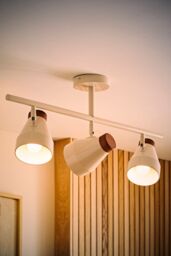 ValueLights Parker Gloss & Walnut Dome Lamp 3 Way Bar Ceiling Light with Bulbs in Cream - thumbnail 2