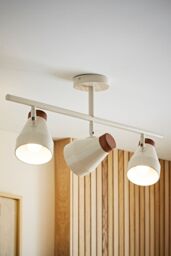 ValueLights Parker Gloss & Walnut Dome Lamp 3 Way Bar Ceiling Light with Bulbs in Cream - thumbnail 1