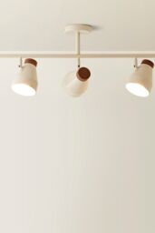 ValueLights Parker Gloss & Walnut Dome Lamp 3 Way Bar Ceiling Light with Bulbs in Cream - thumbnail 3