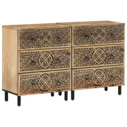 Berkfield Home Side Cabinets 2 pcs 60x33x75 cm Solid Wood Mango in Brown - Size: 60 x 33 x 75 cm - thumbnail 1