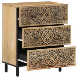 Berkfield Home Side Cabinets 2 pcs 60x33x75 cm Solid Wood Mango in Brown - Size: 60 x 33 x 75 cm - thumbnail 3