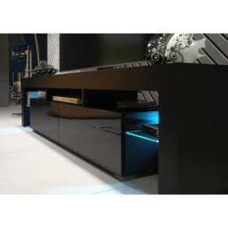 Creative Furniture Nova TV Unit 200cm - Black with Gloss Doors & LED Lights - thumbnail 4