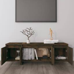 Berkfield Home TV Cabinet Smoked Oak 120x30x40.5 cm Engineered Wood in Brown - thumbnail 3