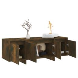 Berkfield Home TV Cabinet Smoked Oak 120x30x40.5 cm Engineered Wood in Brown - thumbnail 5