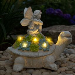 ILFD Group Ltd Solar Turtle Fairy Garden Ornament in Grey - Size: 12 Pack